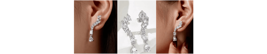 Elevate Your Style: Sterling Silver Chandelier Statement Mixed Cut Crystal Ear Climber Earrings