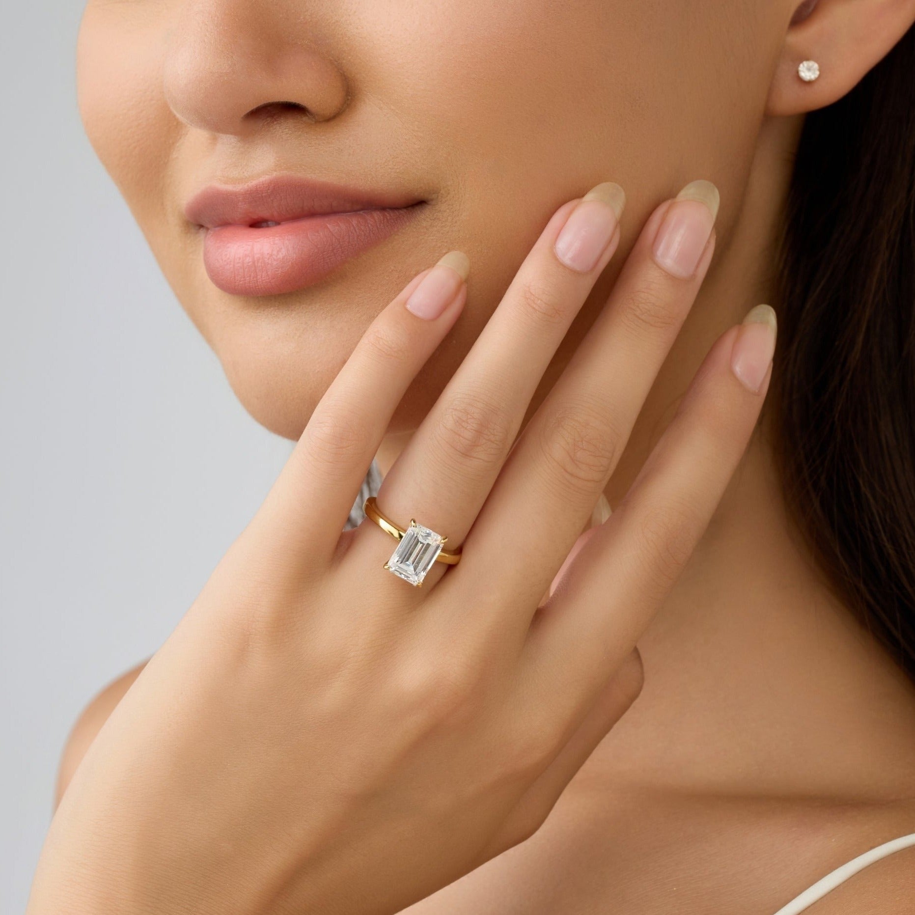 Carat Emerald Cut Diamond Gold Band Carat Emerald Cut Solitaire