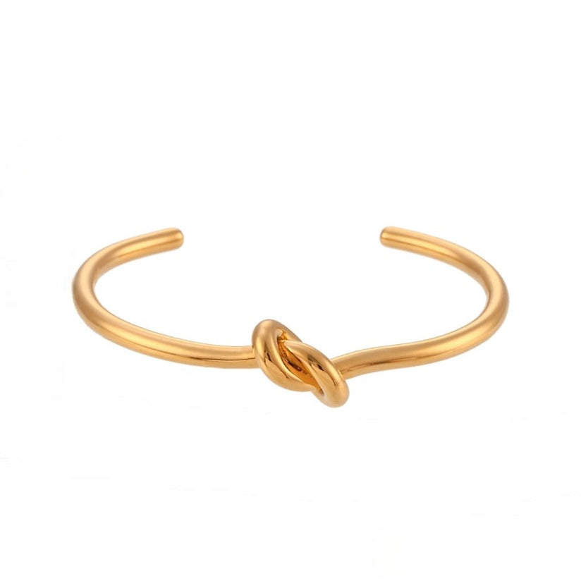 Stainless Steel & 18k Gold Plated Infinity Knot Cuff Bracelet 