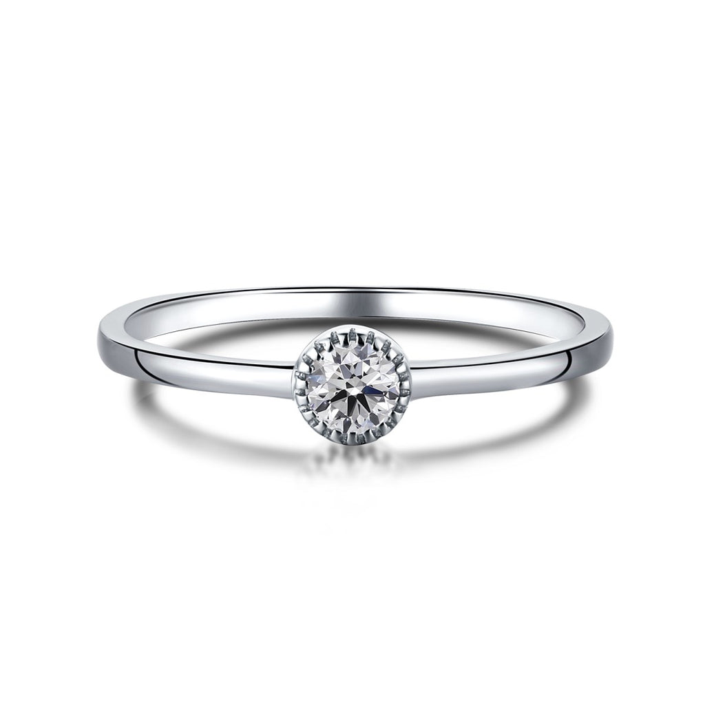 Sterling Silver Tiny Cubic Zirconia Solitaire Stackable Ring