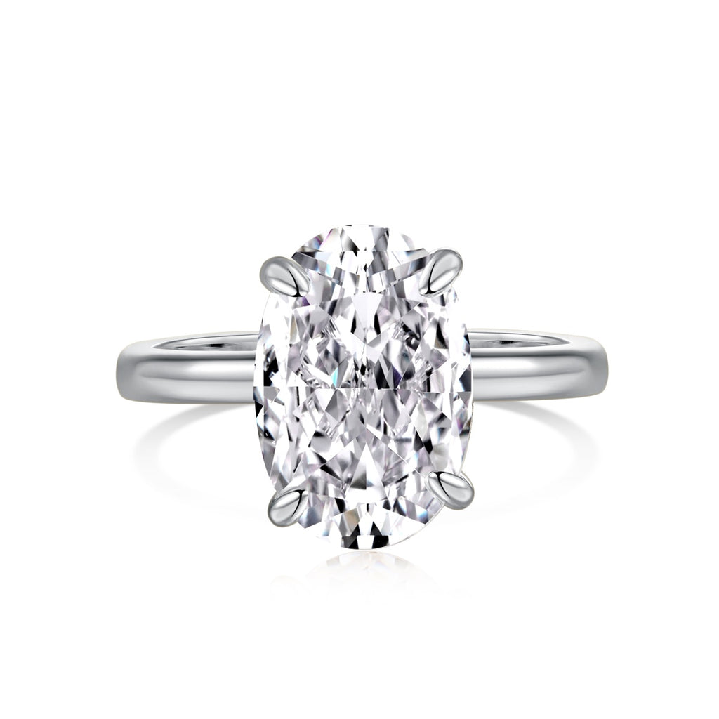 Sterling Silver 3.5 Carat Cubic Zirconia Oval Cut Engagement Ring