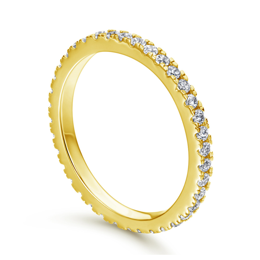Gold 2mm Pave Cubic Zirconia Full Eternity Band Ring Stacker – CLUB LUX ...