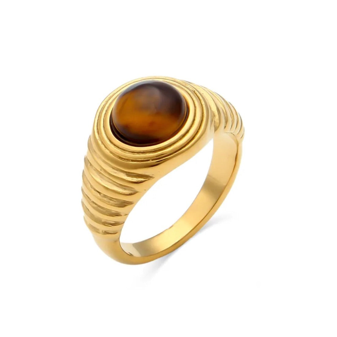 Healing Protection Tiger Eye Ridged Signet Ring: Mystical Style and ...